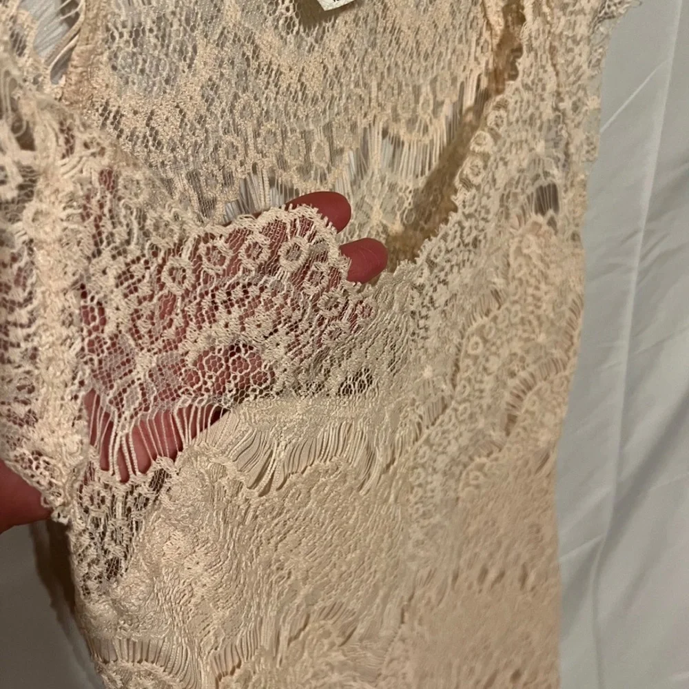 S Free People Cream Crochet Lace Midi Slip Lined Dress.  Intimately Free People - Picture 6 of 14